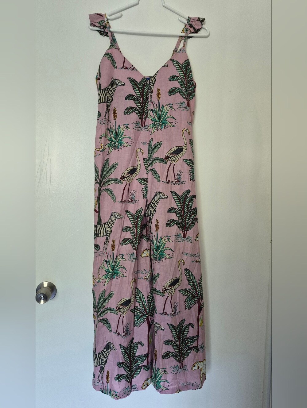 NEW Pick Happy Palm Beach Jumpsuit Romper Pink Safari Sz XS
